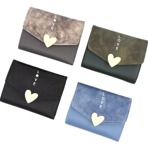 Female Mini Wallet Women’ s Fashionable PU Letter Print Change Wallet Short Purse for Women