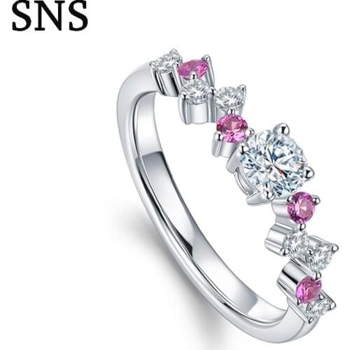 Solid 14K White Gold Diamonds Ring Engagement Wedding Anniversary Natural Diamonds & Ruby Ring Womens Jewelry Ring