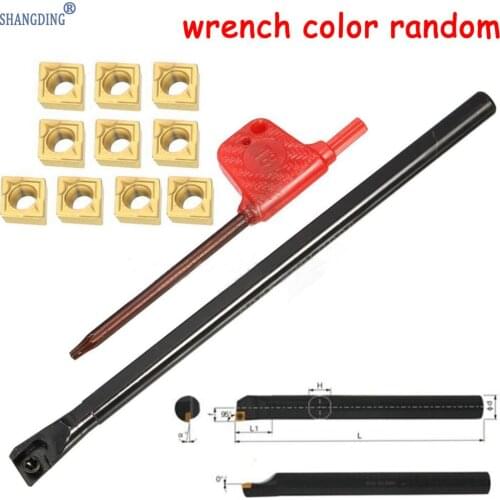 1pc S06K-SCLCR06 Screw Type Turning Tool Holder 6x125mm + 10pcs CCMT060204 Inserts + T8 Wrench