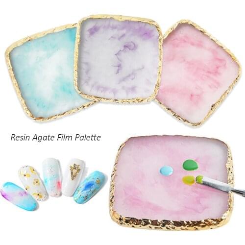 1pc Practice Nail Art Plate Tips Display Board Natural Resin Stone Nail Art Palette Varnish Color Showing Shelf Manicure Tool