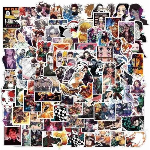 100pcs Anime Demon Slayer: Kimetsu no Yaiba Graffiti Sticker Scrapbook Decor PVC Stationery Stickers School Office Supply