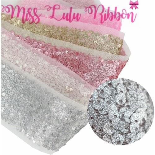 3"75mm Scatter Sequin Tape (Back Side with Tulle, 9.5cm Width Added 1cm Edge Both Side) 30yards/Pack (3*10y/roll) Neon Pink