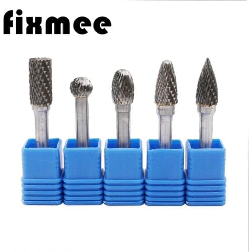 5Pcs 1/4 Inch 6mm Head Tungsten Carbide Rotary Point Burr Milling Cutters Die Grinder Shank Set For The Mill