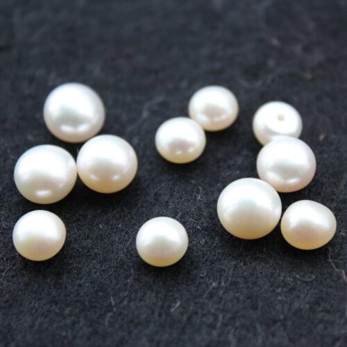 50pcs (7mm-9mm) mix size half hole Fresh Water Pearls, White Freshwater Rondelle Loose Beads,Genuine Pearls,Grade A