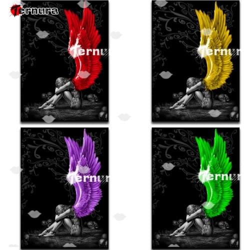 5D DIY Diamond Painting sad Angel wings Hot selling home art cross stitch full square diamond embroidery mosaic Home Decoration