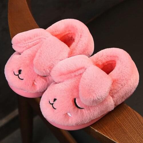 Kids girls home slippers children shoes autumn/winter boys indoor sllippers velvet warming shoes child cute cotton slippers