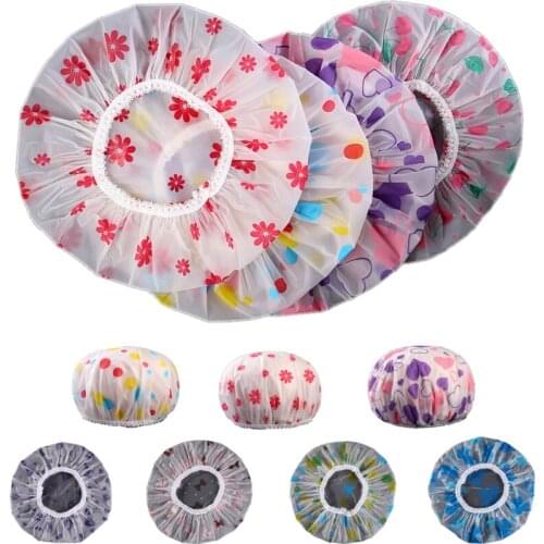 Home Casual Hat High Quality Ladies Cute Print Shower Cap Lace Makeup Hat Hairdressing Cap Head-Wrap Bathroom Supplies Bath Cap
