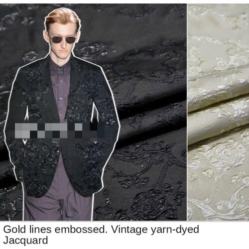 European and American Gold Three-Dimensional Dark Vintage Yarn -Dyed Jacquard Suit Jacket Fashion Fabric Brocade Fabric
