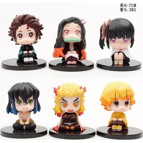 6pcs Anime Demon Slayer Kimetsu No Yaiba Look Up PVC Action Figures Toys Anime Figure Toys for Gifts