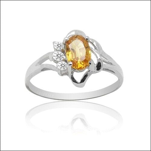 Classic Citrine Ring for Engagement 4mm*6mm Natural Citrine Silver Ring 925 Silver Citrine Jewelry Gift for Woman