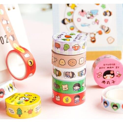Cute Cartoon Character Tape Student Supplies Hand Account Material Sticker Girl DIY Decoration Seal Tape Roll Book Sticker