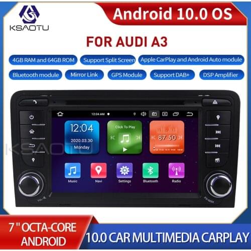 KSAOTU 7047 7" 8-Core Android 10.0 Car Stereo Carplay DSP DAB+ GPS WiFi USB DVB-T 4G TPMS Canbus OBD2 For AUDI A3