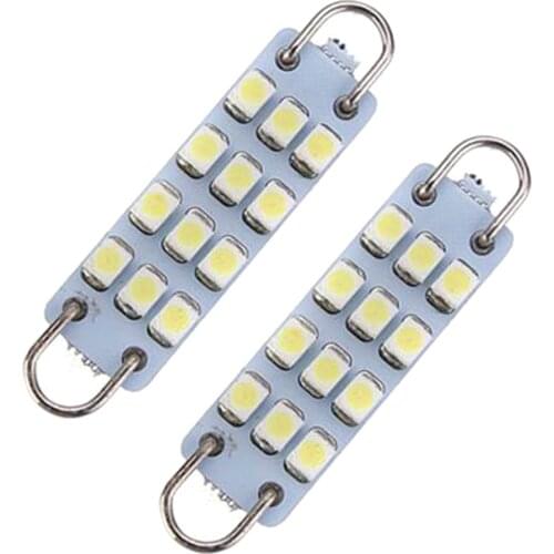 2pcs Xenon White 43mm 211-2 12SMD 3528 Rigid Loop Type LED Bulbs Under Door Courtesy Lights