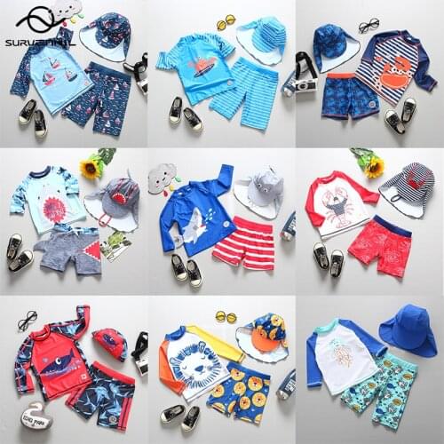 Swimsuit Kids UPF50 Childrens Bathing Suit Long Sleeves Shark Print UV Protection Toddler Baby Boys Swimwear Swimming Suit Kid