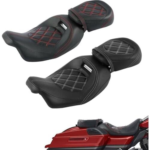Motorcycle 2-Up Driver Passenger Seat Set For Harley Touring Road King Street Glide Road Glide CVO 2009-2020
