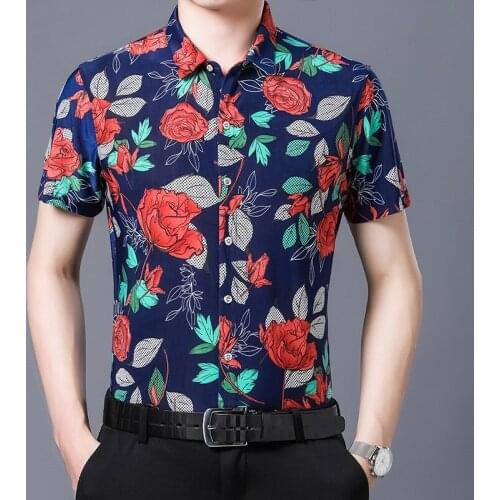 New Arrrival Male Printed Shirts Summer Short Sleeve Shirt Mens Fashion Printing Clothes Free Shipping