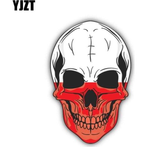 YJZT 8.4CM*12.7CM Funny Skull Flag Poland Car Sticker Decal Car Accessories 6-1347