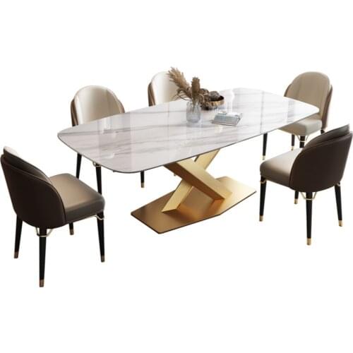 Rock plate dining table and chair combination household table rectangular dining table modern minimalist dining table