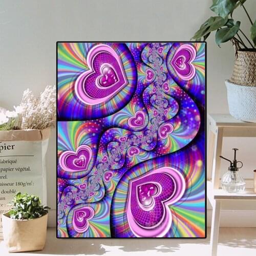 Psychedelic Round Diamond Painting Abstract Blue Heart Love Full square ,Rhinestone of Picture Diamond Mosaic Embroidery N1322