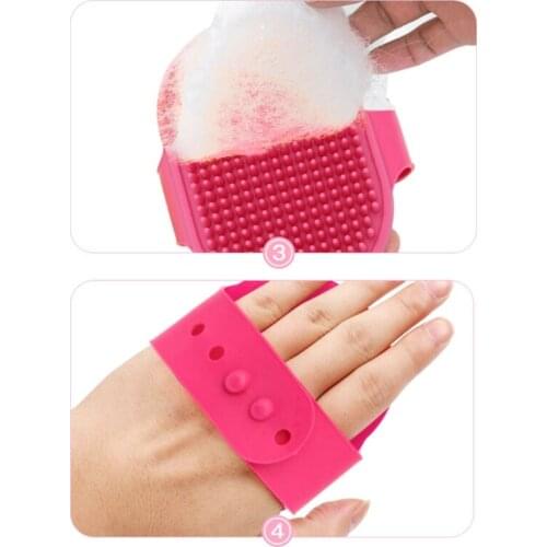 Dog Grooming Brush Cat Bath Brush Rubber Hair Brush for Deshedding Pet Hair Remover with Adjustable Ring Handle 5 Color