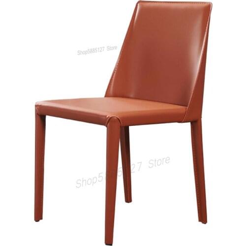 Scandinavian Dining Chair Home Light Luxury Simple Modern Small Apartment Restaurant Saddle Leather Hotel Chair Ins Italian Dini