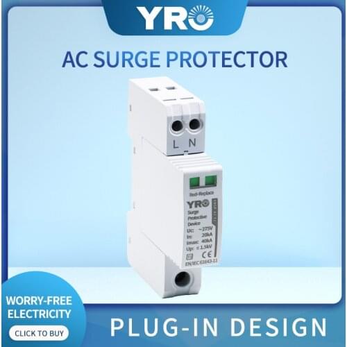 AC SPD 2P 20-40KA 275V House Lightning Surge Protector Protective Low-voltage Arrester Device OEM Factory YRSP-A2-2P/T2