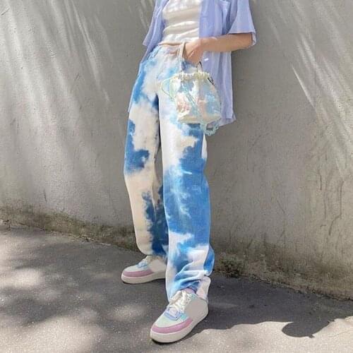 Y2k Clothes E Girl Tie Dye Harajuku Hip-hop Wide-leg Streetwear Trousers Ladies Jogging Pants Aesthetic Jogging Old-fashioned