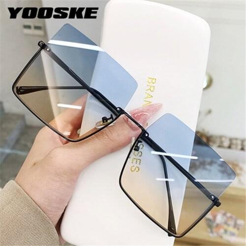 YOOSKE Womens Sunglasses Men Oversized Sun Glasses Ldies Square Sunglass Vintage Metal Half Frame Eyewear Sun Shade Eyeglasses