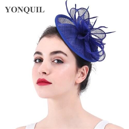 Sinamay Wedding Headpiece Women Ladies Fancy Bride Fascinator Hat Headband Elegant Birdal Mariage Chapeau Cap Hair Band Mesh Hat