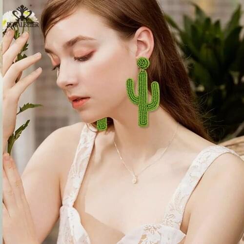 Big Leaf Bohemian Handmade Beaded Long Tassel Earrings For Women Fashion Beads Statement Dangle Earrings Ethnic Jewelry