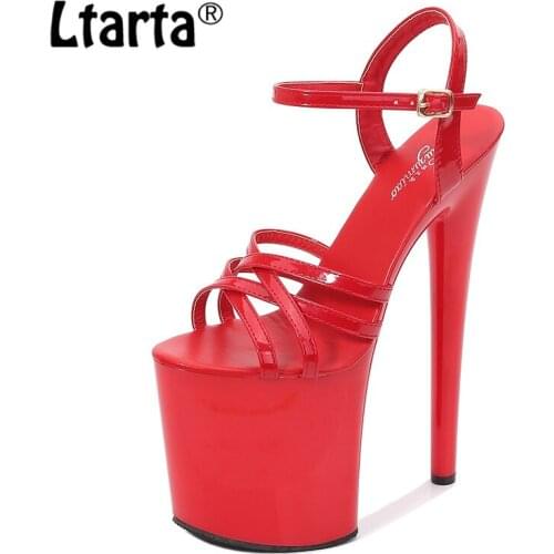 LTARTA 2020 New Summer Fashion Round Head Buckle One Word Sandals Womens Versatile Sexy High Heels Thin Heels LFD