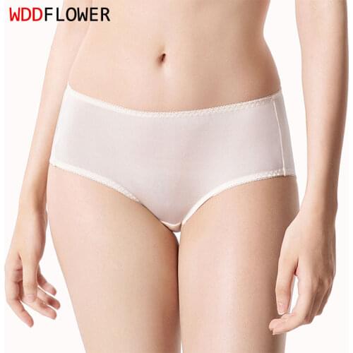 1pc Womens 100% Silk Thin Basic Panties Briefs Underwear Lingerie M L XL 2XL TG006