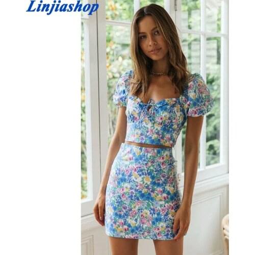 Vintage Floral Print Front Drawstring Women Camis Palace Ruched Summer Tank Top Harajuku Short Sleeve