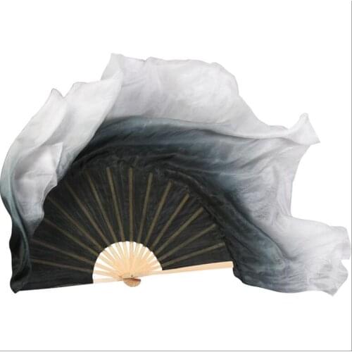Hand Made Black White Colorful right-handed and left-handed Belly Dance Dancing Silk Bamboo Fans 1 Pair Bamboo Folding Fan