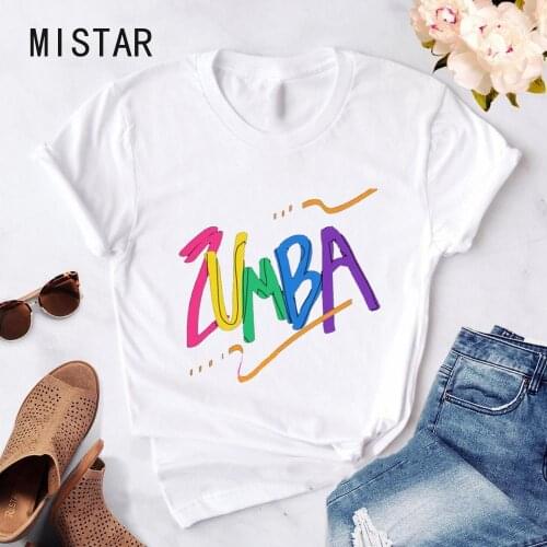 2020 Rainbow Zumba Tshirt Women Dance Lover Print Letter T Shirt Hip Hop Female Harajuku Tumblr White Tops Tee Shirt Femme