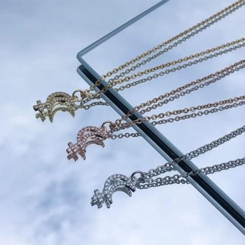 2021 Fashion Rhinestone Moon Charm Necklace Ladies Necklace Wedding Party Jewelry