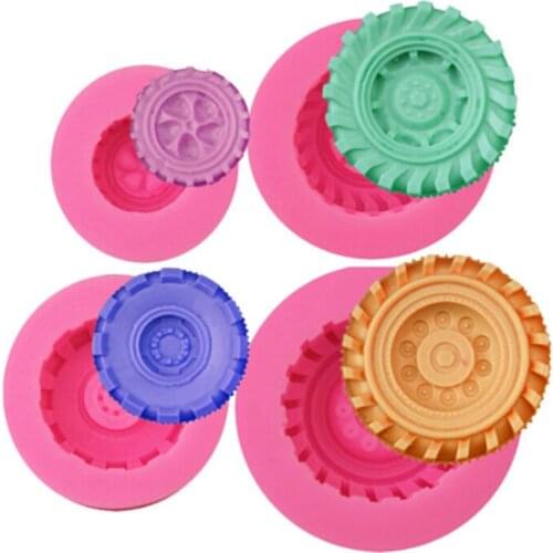 4pcs Silicone Tires Wheel Fondant Cake Molds Chocolate Cookies Mould Bakeware Home Kitchen Baking Decorating Tools Accessories