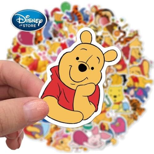 50 Pieces/Set Disney Winnie the Pooh Sticker Cartoon Tigger Eeyore Piglet Graffiti Sticker Waterproof Laptop Skateboard Stickers