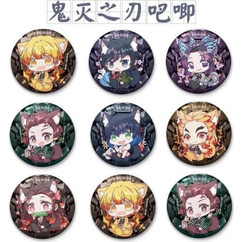7 pcs Anime Demon Slayer Kimetsu Ghost Blade Kidney Bean Cosplay Badge Cartoon Collection Backpacks Bags Button Brooch Pin Gift
