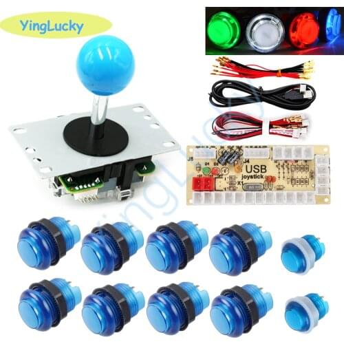 Arcade LED Buttons Kit Copy SANWA 5-Pin Joystick+10 LED Buttons+High Quality USB Encoder for 1 Player Arcade Video Games Console