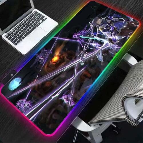 Anime LED game player large mouse pad lighting keyboard color desk mat large gaming accessory pad RGB mousepad PC laptop desktop