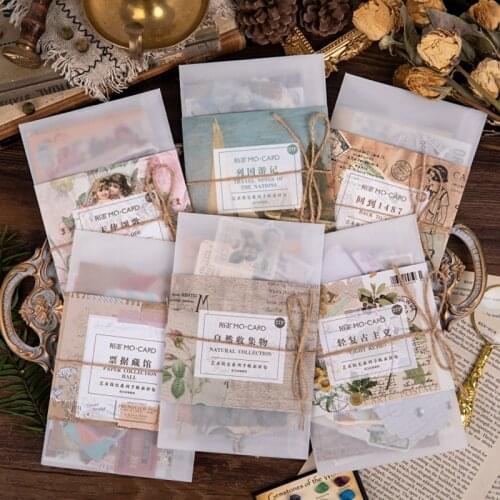 Journamm 27pcs Vintage Paper Loose Leaf Art Materials Paper Original Creative Stationery Scrapbooking Laptop Decoration Cards