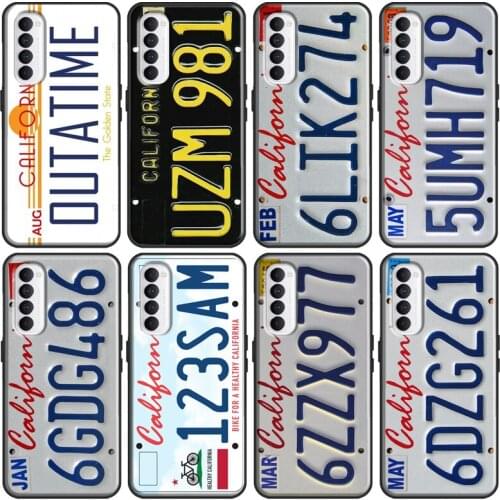 PLATE LICENSE CALIFORNIA Case For Realme 6 Pro 7 X2 X7 X50 XT C3 For OPPO Reno 4 Pro A9 2020 OnePlus Nord 8 7 Pro