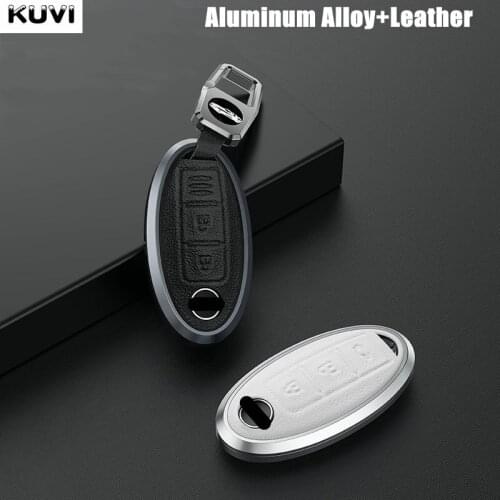 Alloy Leather Car Key Case Fob For Nissan Qashqai Juke J10 J11 X-Trail T32 T31 Kicks Tiida Pathfinder Note Infiniti Cover