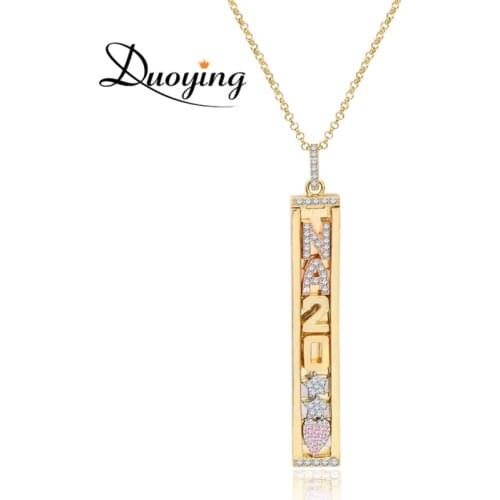 Duoying DIY Slider Charms Necklace Custom Name Necklaces Zirconia Letters Custom Choker Personalized Name Necklace Gift