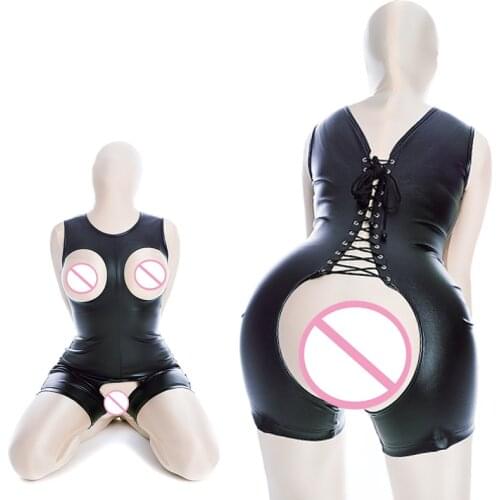 Erotic Sexy Leather Bodysuit Breast-exposed Restraint Suit tie-up BDSM Bondage Slave Training Cosplay Clothing Sex Toy For Women