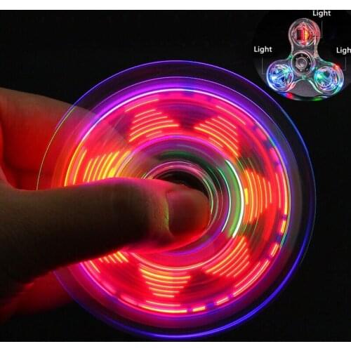 Fidget Spinner Glow in the Dark Adult Toy Anti Stress Led Tri-Spinner Autism Luminous Spinners Kinetic Gyroscope for Children