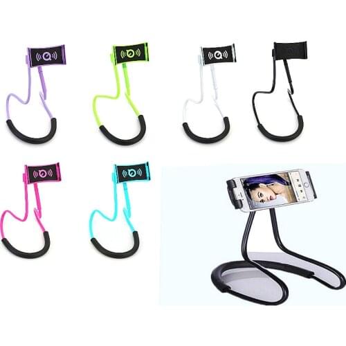 360 Rotation Flexible Cell Phone Selfie Neck Holder Stand Lazy Hanging Neck Phone Stands Tablet Stand Holder For iPad For Iphone