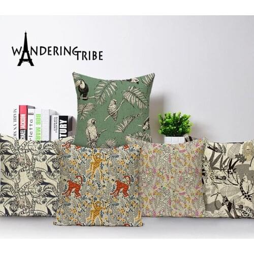 Custom Animal Cushion Cover Green Cushions Decor Bed Cartoon Decorative Cushions Sofa Monkey Decor Living Room Cushions 45*45