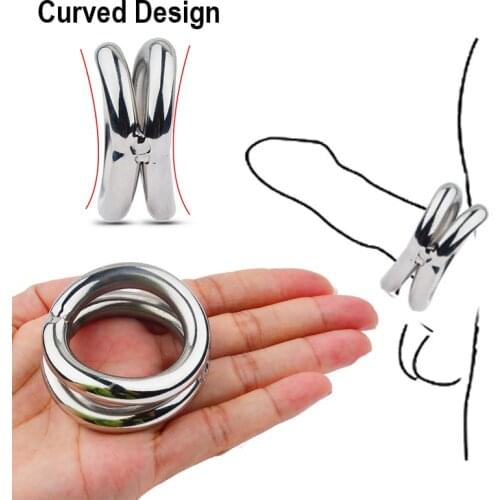 Penis Ring Scrotum Stretcher Double Lock Arc Penis Cock Ring Erection Enhancing Cockring for Men Adult Sex Toy Delay Ejaculation